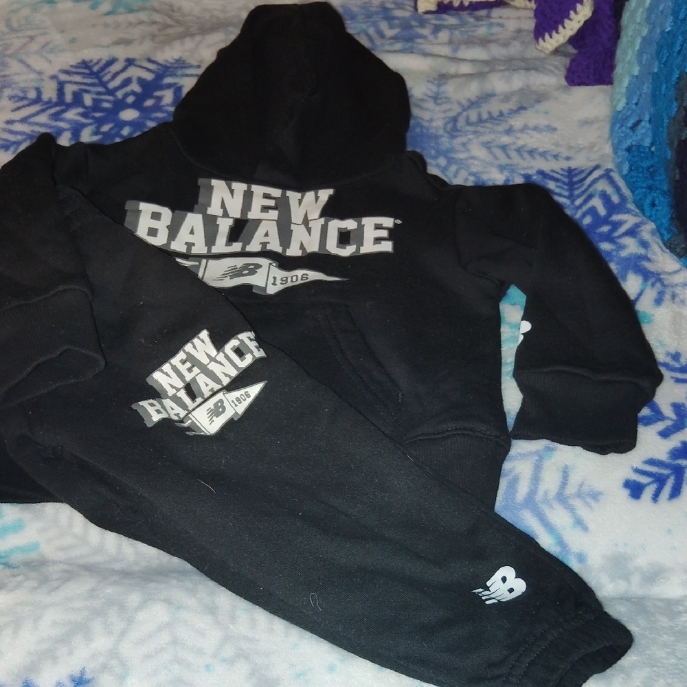 New Balance Kids Black and White Hoodie